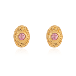 Luna Gem, Pink Safir øreringe, Forgyldt sølv, 1 par